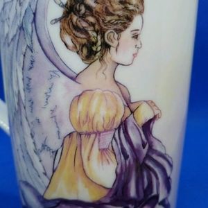 Coffee Cup Mug Victorian Purple Angel Star Porcela